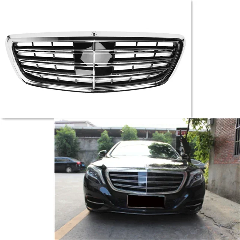 

For S-Class W222 S65 Style ABS Center Styling Chrome Grille S65 Style 2014-2019 W222 Rear Grille