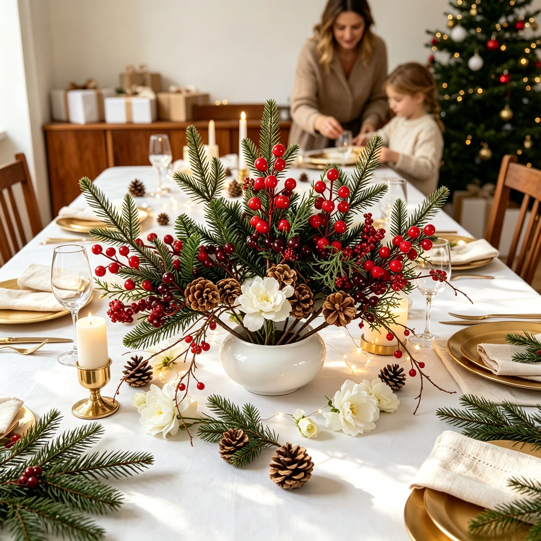 2/4 Pcs Christmas Artificial Plant Red Fruit Branch Tree Home Vase Table Decorations Outdoor Garden Wedding Wreath DIY Gifts Box