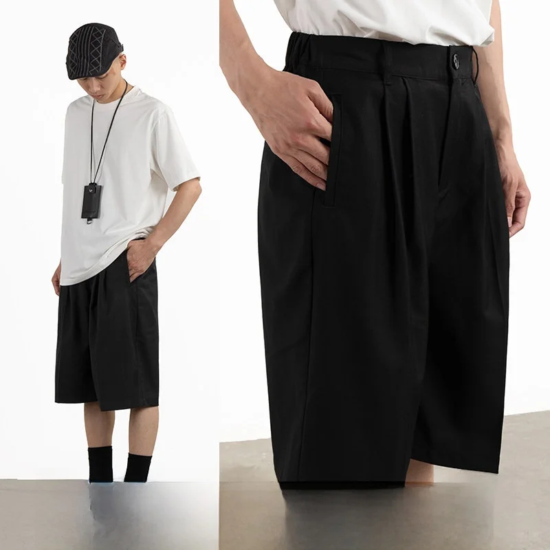 

Crnenter Bermuda ort Pants Bla Brown Casual Straight Leg Five-Minute Commute Polyester Fiber Youthful Energy Sle