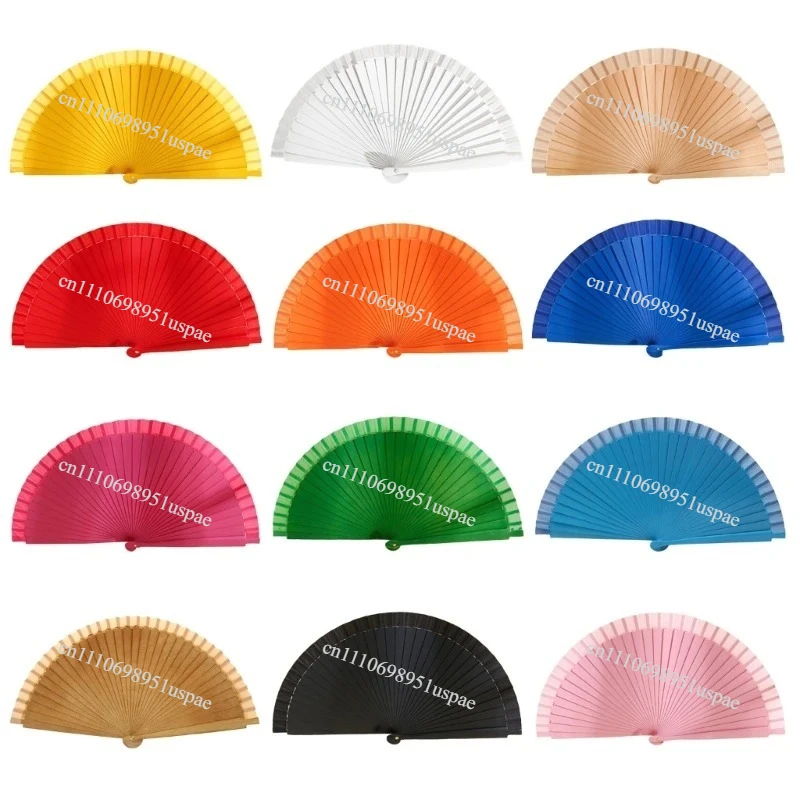 Elegant Fan Fashionable Classical Vintage  Hand Fan Spanish Solid Color Folding Fan for Weddings and Dance Parties