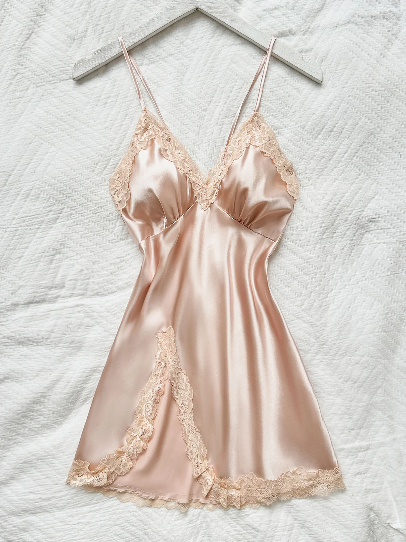 Women's V Neck Lace Nightdress Thin and Breathable Sleepwear Fashionable Halter Dress Pajama For Summer image 4