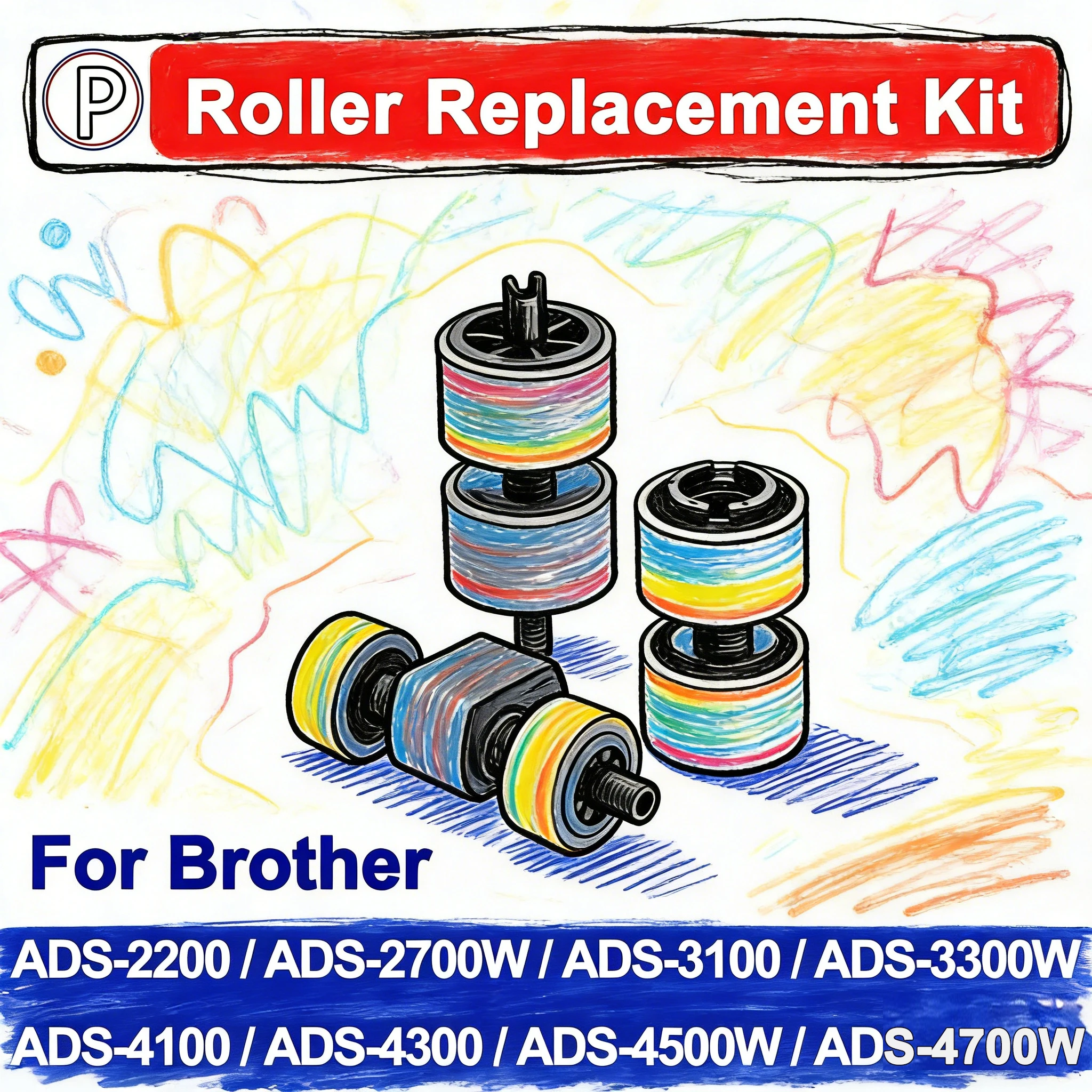 

1Set Roller Replacement Kit For Brother ADS-2200/2700W/3100/3300W/4100/4300/4500W/4700W Series