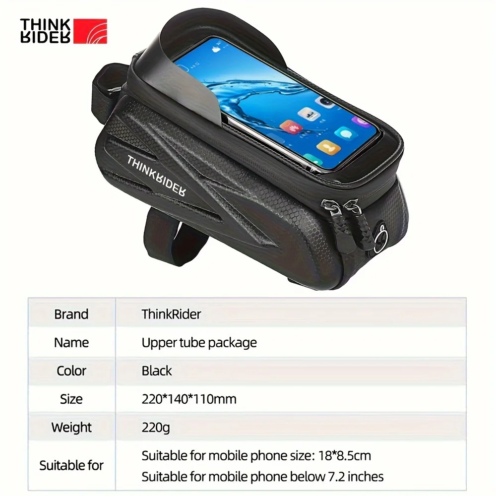 ThinkRider Bike Bag 2L Frame Front Tube Cycling Bag Bicycle Waterproof Phone Case Holder 7 Inches Touchscreen Bag Accessories