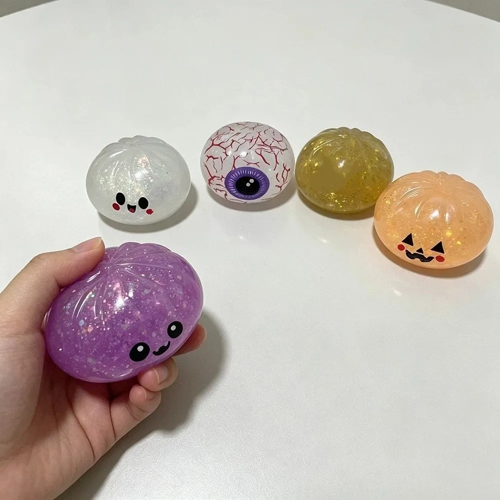 Pinch Glittering Steamed Bun Squeeze TPR Cartoon Slow Rebound Cute Simulated Dumplings Squishy Halloween