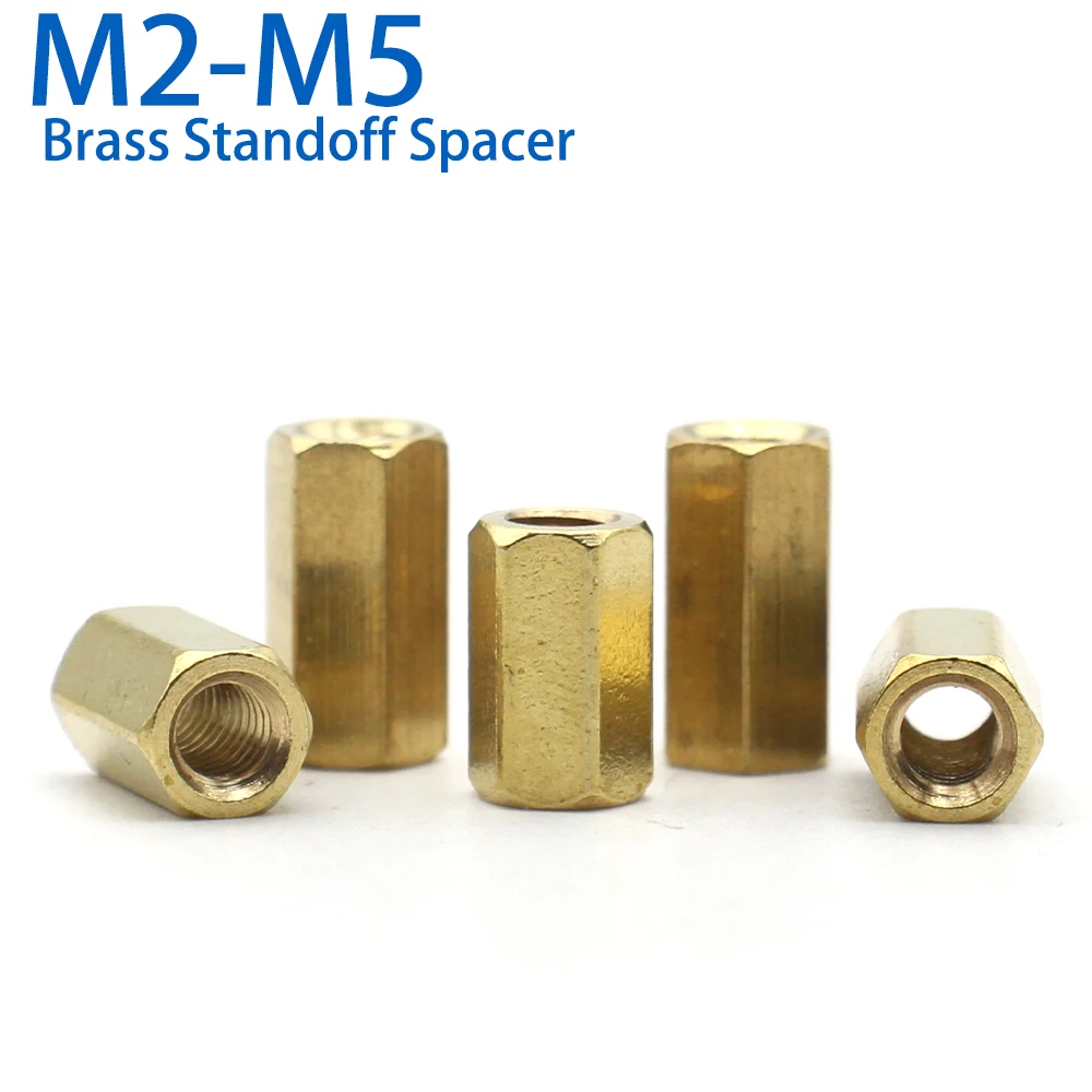 

10pcs/lot M2 M2.5 M3 M4 M5 Brass Hex Male to Female Standoff Pillar Stud Mount Spacer Hexagon Hollow Bolt Screw PCB Motherboard