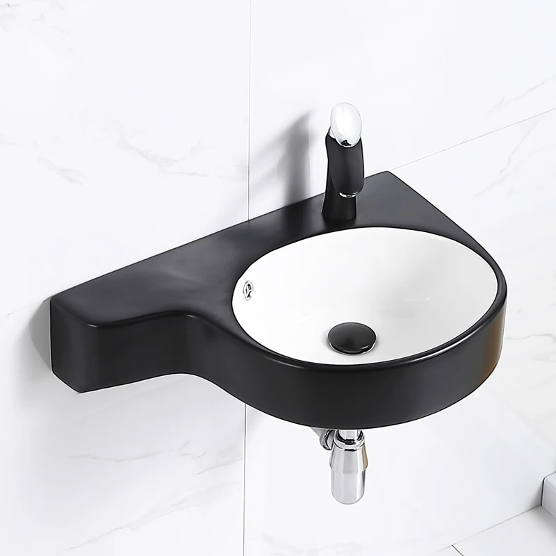 Small apartment bathroom washbasin creative wall-mounted ceramic integrated washbasin balcony washbasin heterosexual