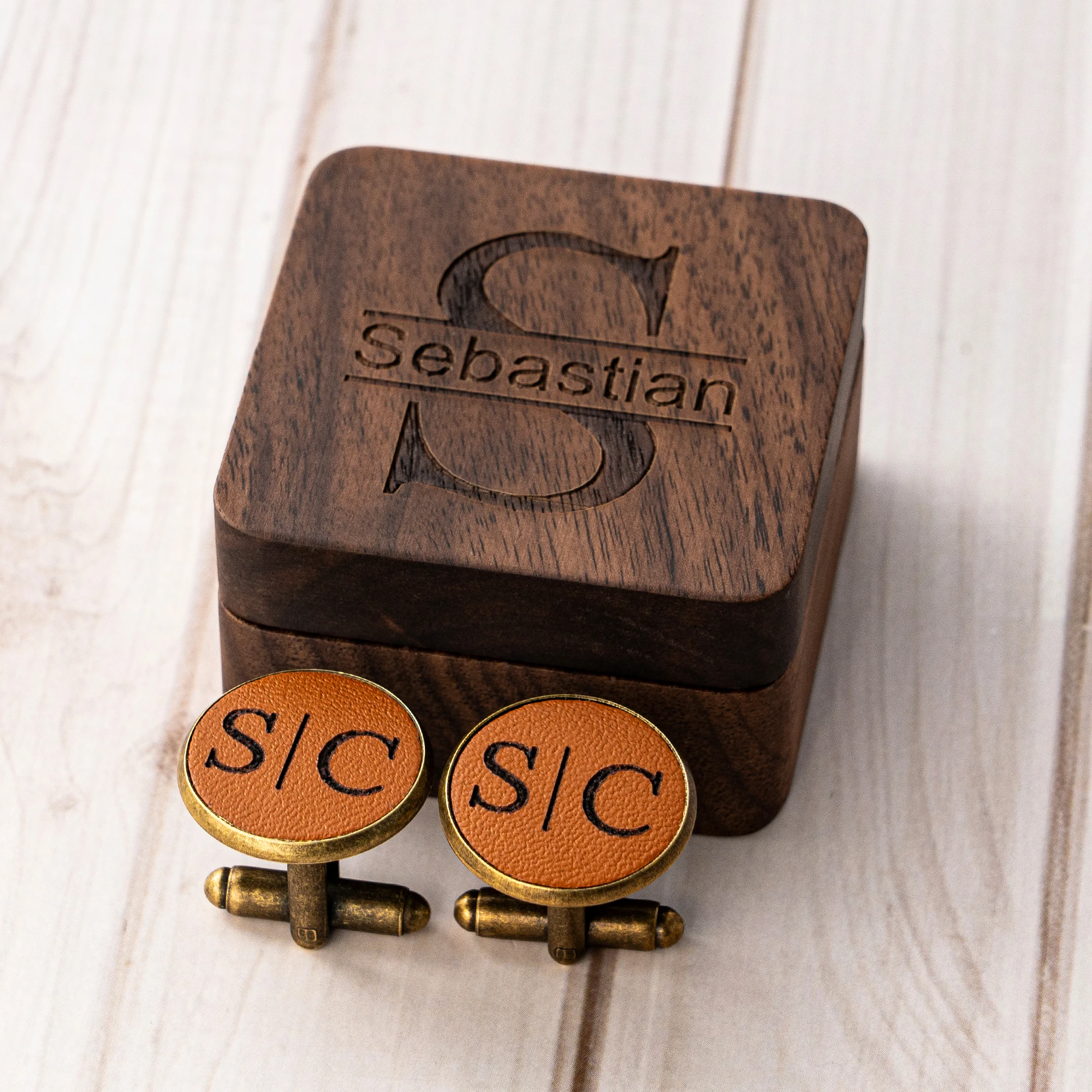 Custom Engraved Leather Cufflinks, Wedding Gift for Him, Bachelor Party Present, Anniversary Birthday Gift for Man,Best Man Gift