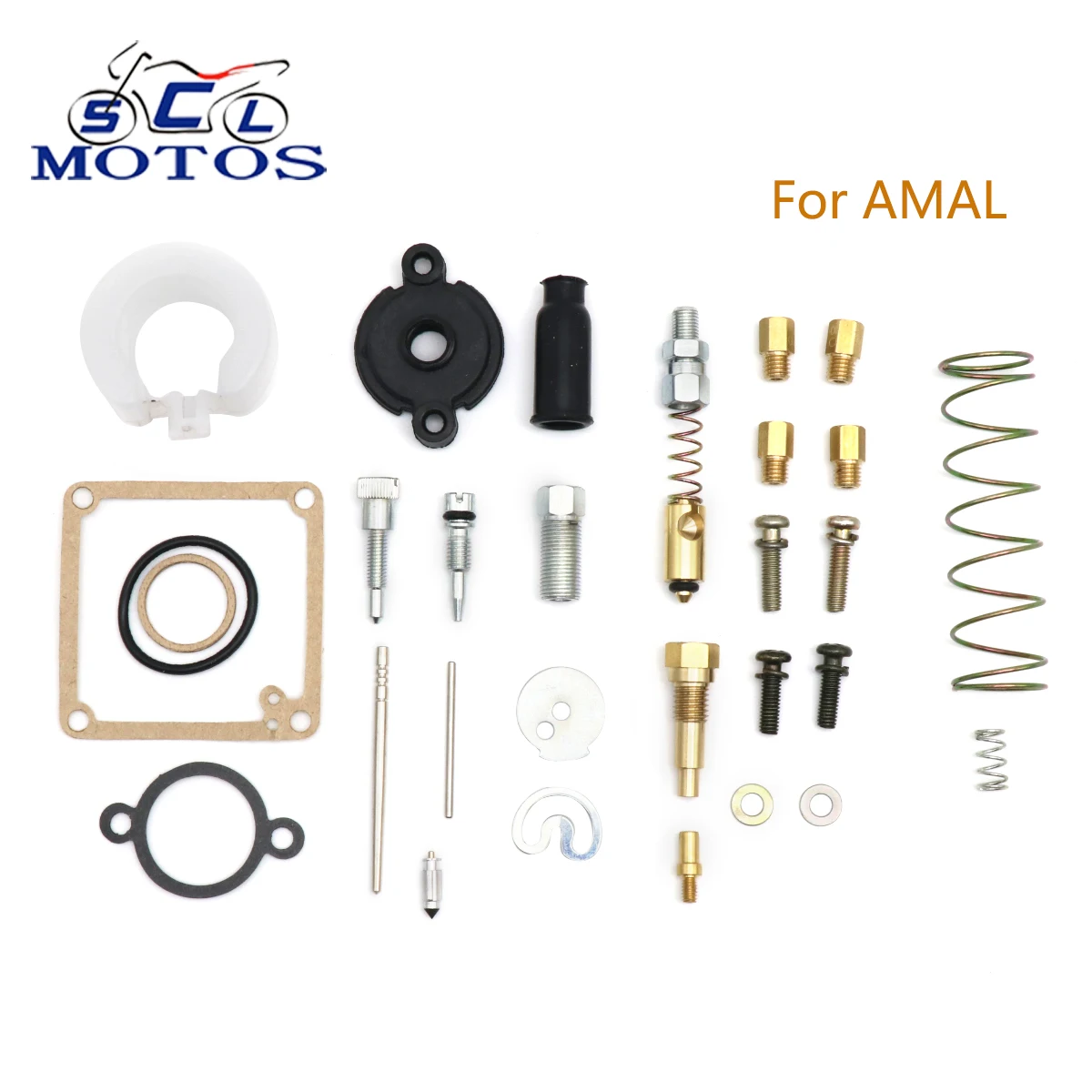 Sclmotos For AMAL Carburettor Rebuild Kit AMAL Racing Carburettor Repair Kit Float House Seal Śruba regulacyjna dyszy głównej Dysza jałowa