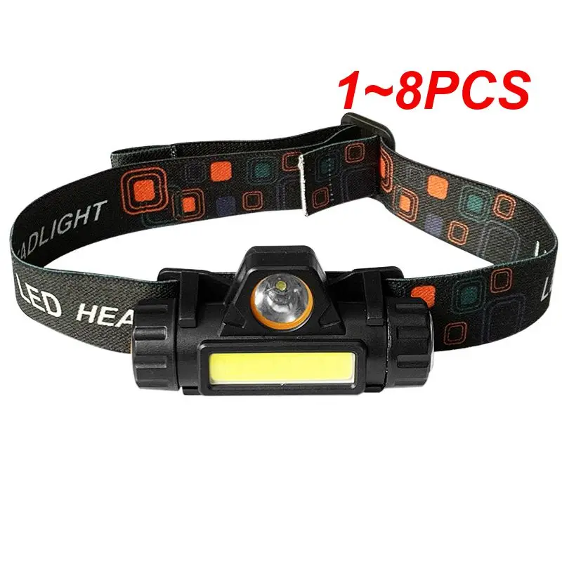 1~8PCS Portable Mini XPE+COB LED Headlamp USB Rechargeable Camping Head Lamp Fishing Headlight Flashlight Built-in Battery