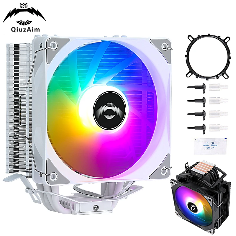 

QiuzAim pc Tower Type Radiator cpu processor 120mm fan 4 Heat Pipe 4Pin/PWM Air-cooled Installing LGA115x 1200 1700 am3 am4 amd