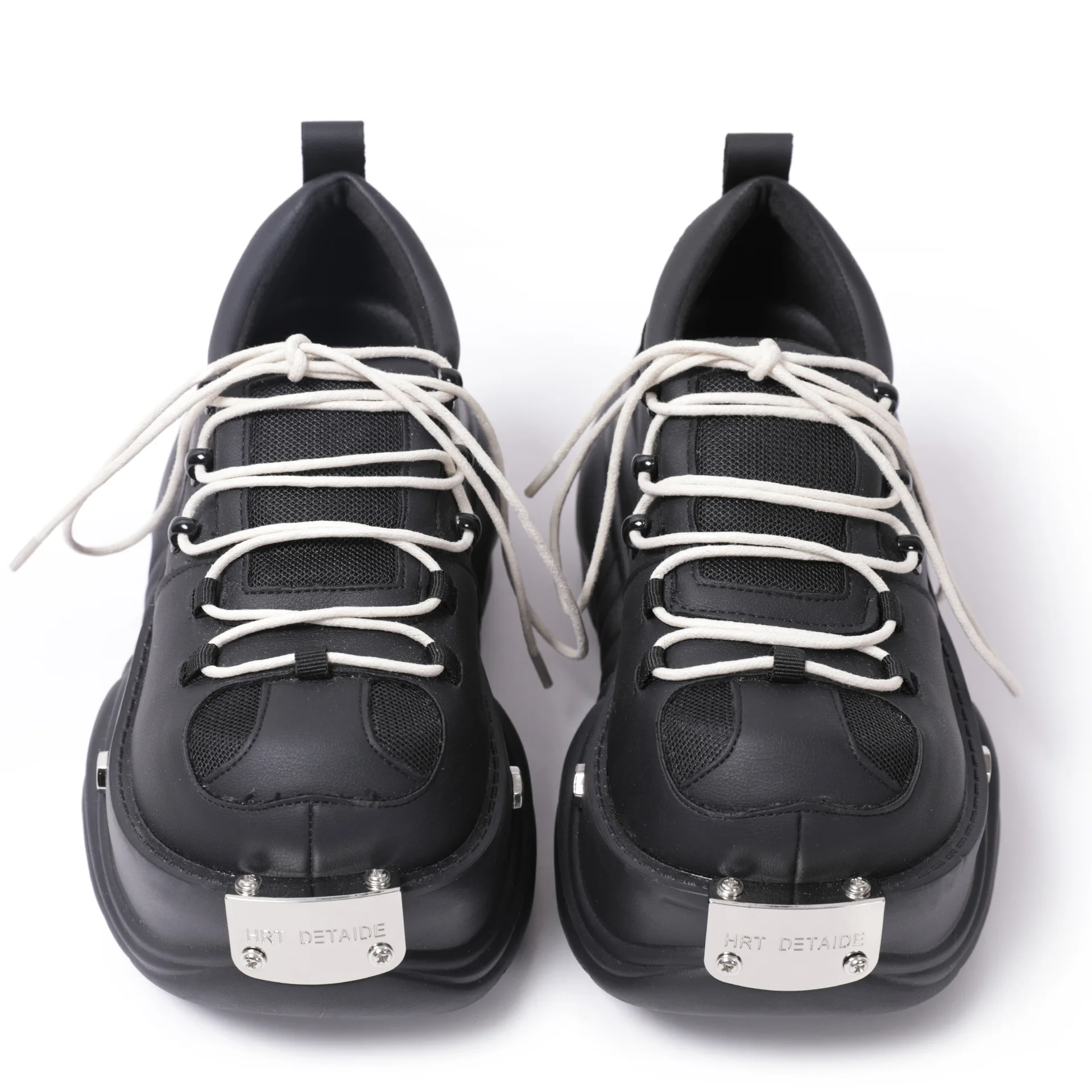 

Rock Punk Style Air Mesh Leather Ankle Boots Autumn New Waterptoof Platform Lace Up Boots Round Toe Non-Slip Casual Women Boots