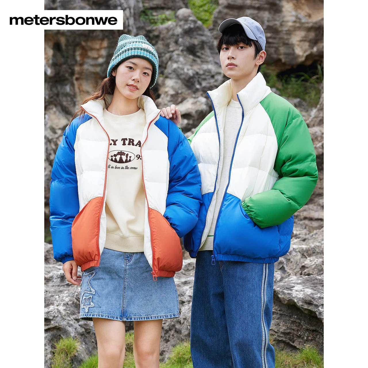 Metersbonwe Short Down Jacket Men Women Winter Stand-Up Collar Thick Parker Coat Male New Fashion Warm Jackets Casual CoatsBrand