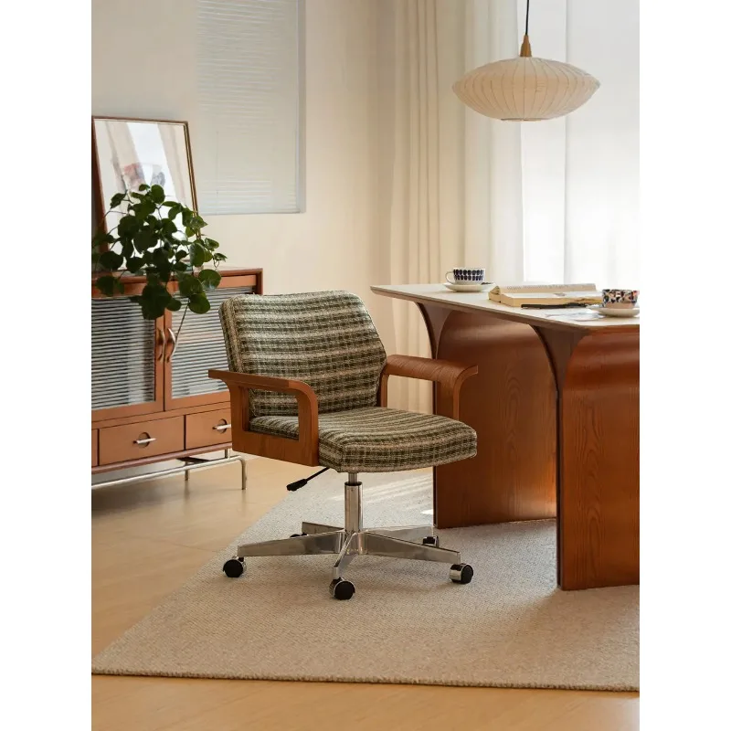 CZ-6 Retro Office Chair Stainless Steel Swivel Chair Fabric Lifting Conference Rotating Computer Chair