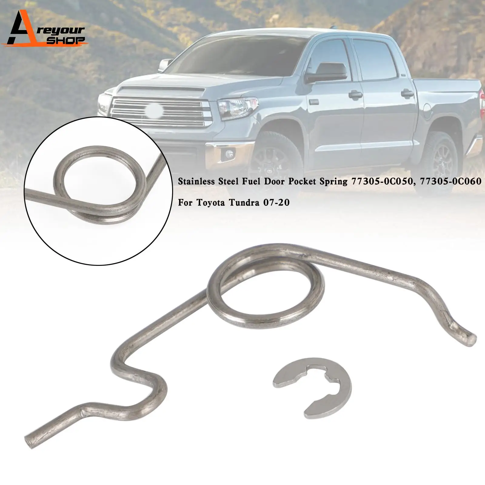 Areyourshop Stainless Steel Fuel Door Pocket Spring 77305-0C050/60 For Toyota Tundra 07-20 Car Accessories