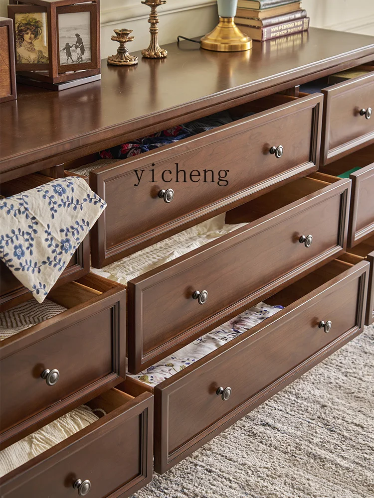 

ZZ Solid Wood Modern Living Room Entrance Cabinet Retro Nine Bucket Cabinet Bedroom Bucket Cabinet Storage Locker