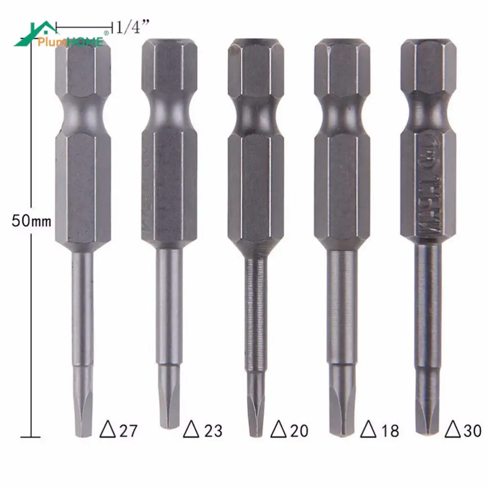 5pcs S2 Alloy Steel Triangular Screw Bits Magnetic Screwdriver Bit Anti Slip Triangle Screw Head 1.8/2/2.3/2.7/3 mm Dropshipping