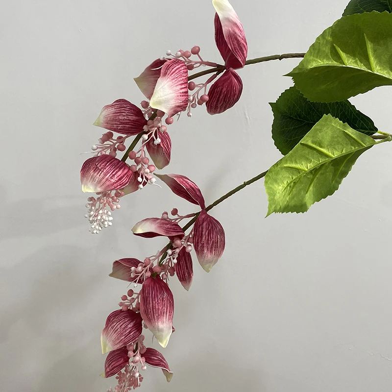 43 Zoll große, rosafarbene chinesische Puppenpflanze, künstliche Blumen, tropische Medinilla Magnifica, künstliche Blumen für Zuhause, Party, Geschäft, Hochzeitsdekoration – Detail 15
