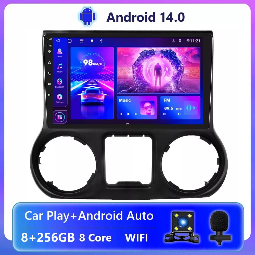 

10"Inch Android 14.0 For Jeep Wrangler 3 JK 2010 - 2016 2017 2018 Car Radio Multimedia Video Player Navigation GPS Split screen