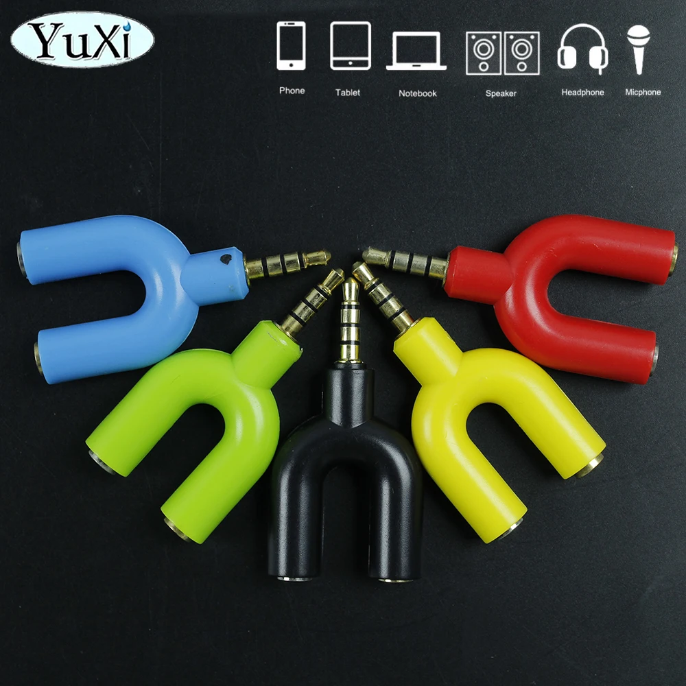 1Pc U Typ Adapter Dual 3,5mm Kopfhörer Stecker Audio Kabel Splitter Mikrofon 2 In 1 Schwenk Stecker audio Konverter Jack