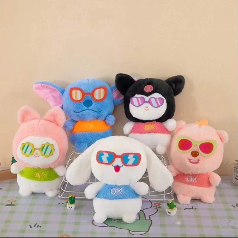 Wholesale 20cm 10Pcs/Set Sanrio Kuromi HelloKitty Pochacco Cinnamoroll Melody  Anime Plush Toy Kawaii Soft Stuffed Doll Kid Gift