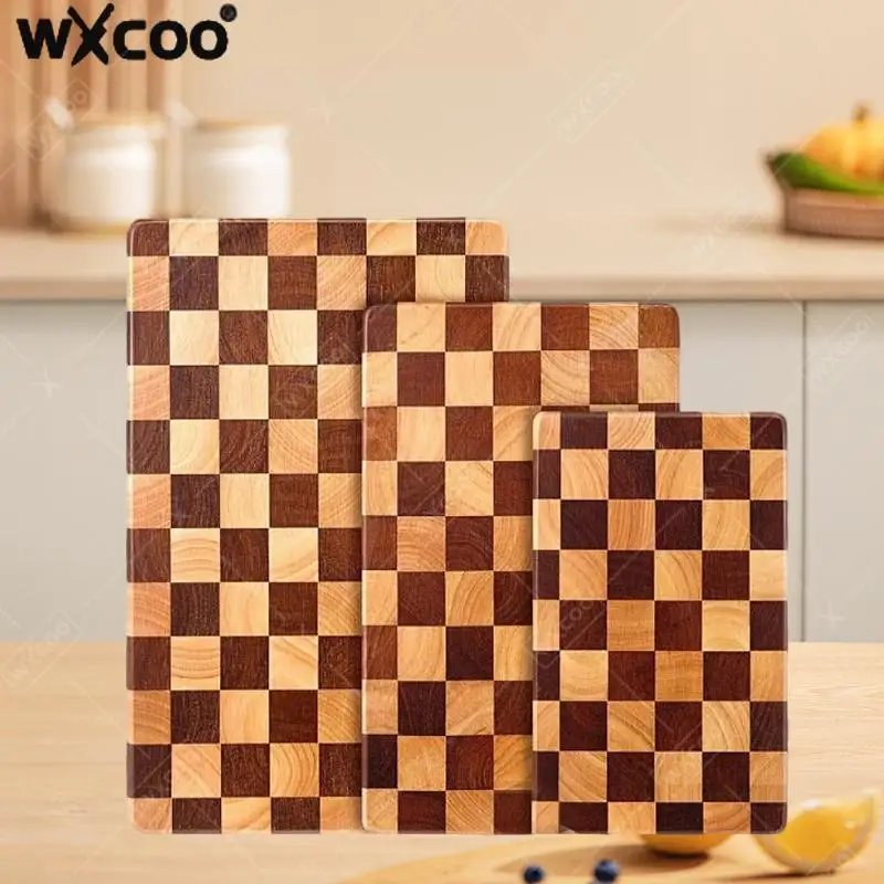 

WXCOO деревянная разделочная доска из акации, нескользящая разделочная доска из цельного дерева, утолщенная шахматная доска для нарезки фруктов и овощей