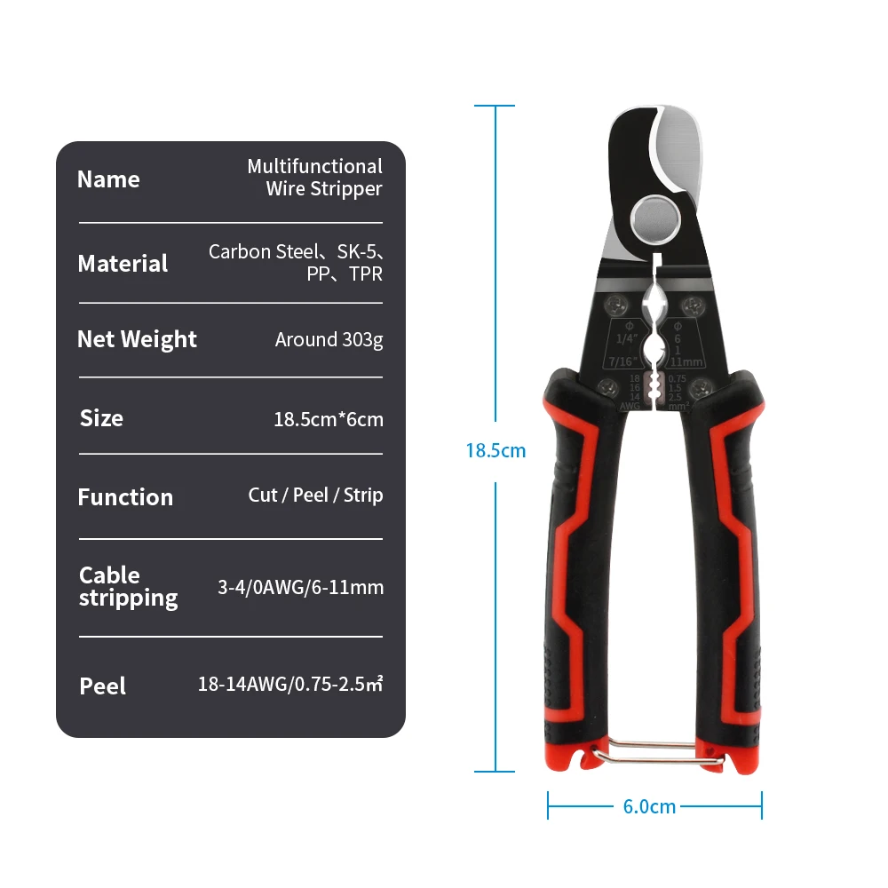 Wire Stripper Pliers 4-In-1 Cable Cutter Crimper Stripper Shears Wire Cutter For Cutting Stripping Peeling Breaking Cables