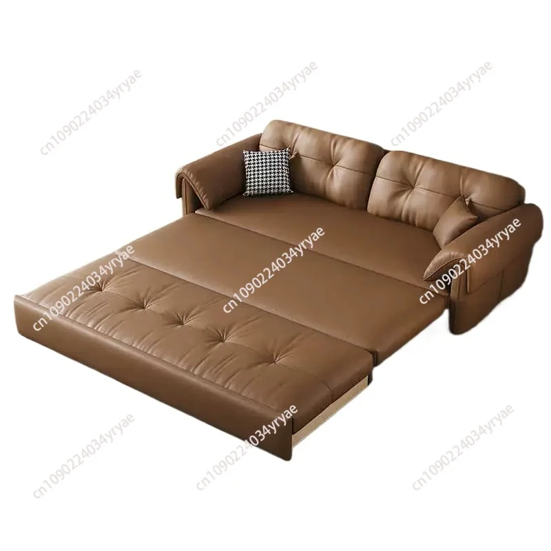 

Европейский диван-кровать для гостиной, коричневый, искусственная кожа, итальянский современный спальный диван, двойной диван, шезлонг, маленькая мебель Divano Letto