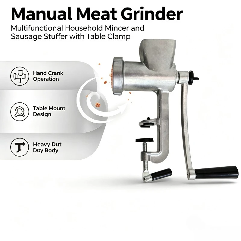 Hand Crank Meat Grinder Household Multi-functional Mincer Sausage Stuffer Manual Food Processor for Kitchen