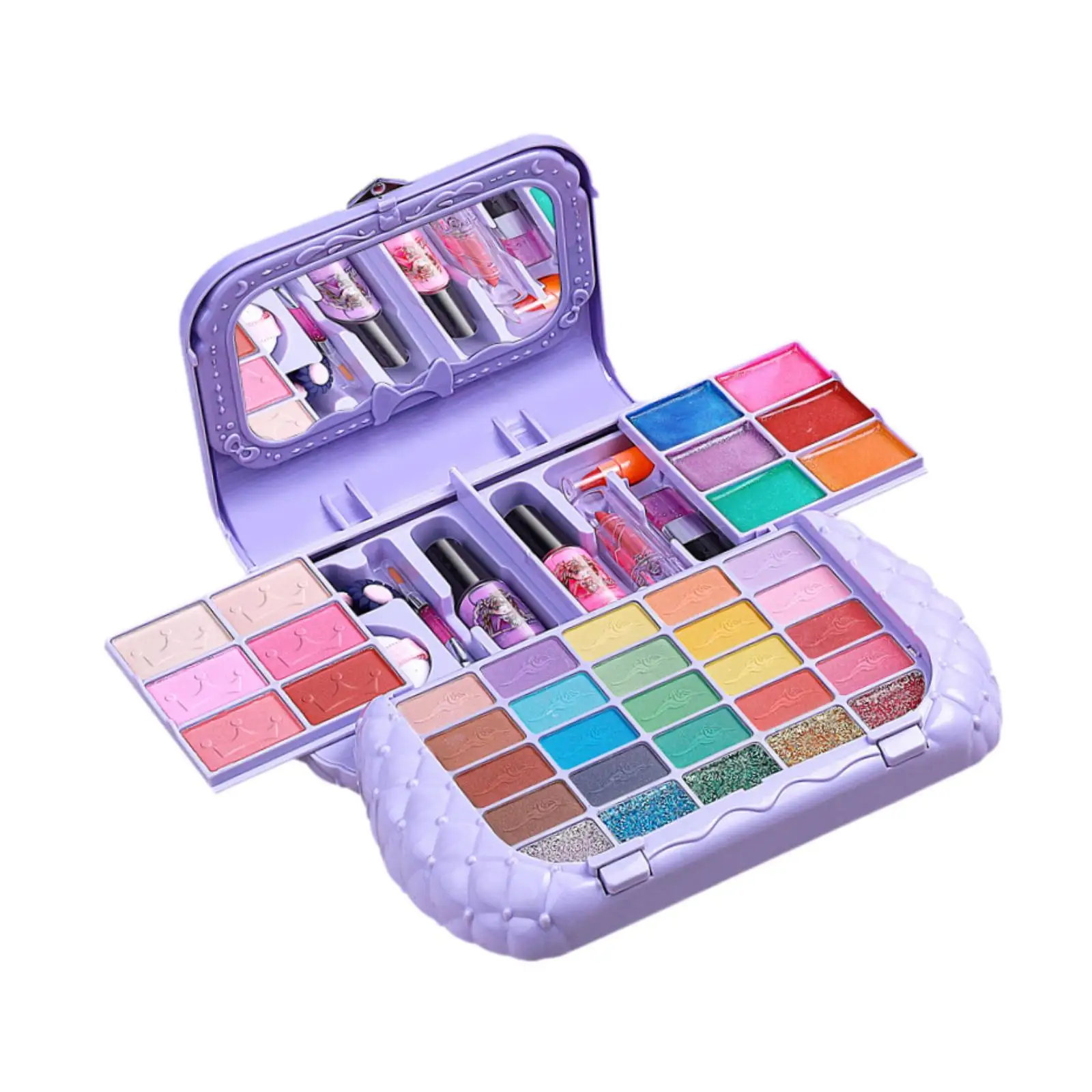 Kids Washable Makeup Girls Toys with Cosmetic Case, Pretend Cosmetic Makeup Accessories for Age 3 4 5+ Girls