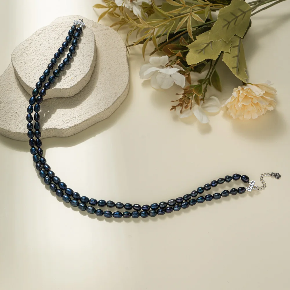 Dainashi 4-5mm Rice Shape Freshwater Pearl Necklaces 40cm 2 Strand Pearl Adjustable Necklaces Jewelry Gift 2026 New Arrivals