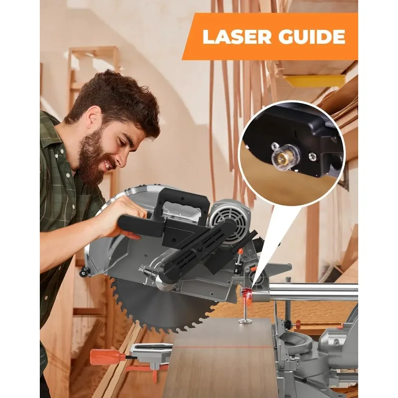 Double Speed brand Authentic.Sliding Compound Miter Saw with 3 Blades, 15A 10",