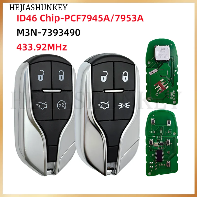 

M3N-7393490 4 Buttons Smart Remote Key Fob 433MHz ID46 PCF7953 PCF7945 Chip For Maserati Ghibli Quattroporte Levante 2012-2019