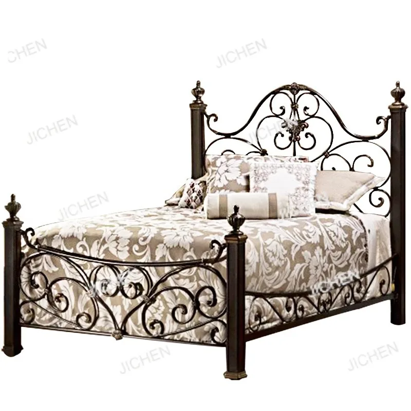 

Кровать JC European, кованая кровать в стиле принцессы, 1,8 метра, железная кровать 1,2 метра, односпальная железная кровать, двуспальная железная кровать 1,5 метра, каркас