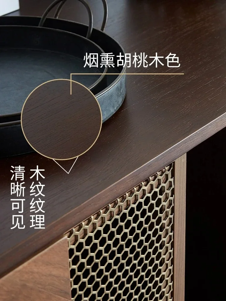 Light luxury post-modern dining side cabinet, retro entrance cabinet, Nordic simple living room copper mesh decorative cabinet