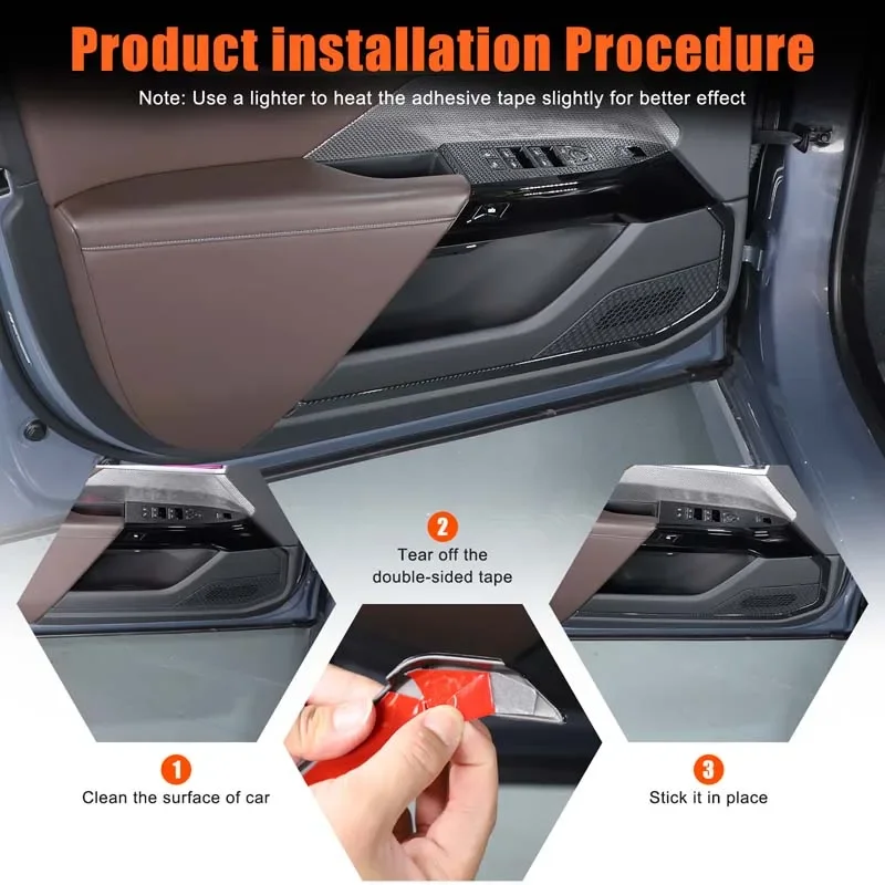 

ABS Carbon Fiber For BMW 7 i7 series G70 2023-2025 Car inner door panel decorative strip sticker Car interior accessories 4Pcs