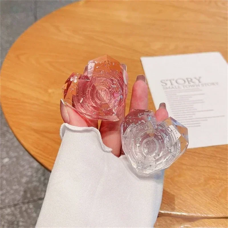 Ins Korea Cute 3D Diamond Love Heart Phone Socket Holder Grip Tok Bracket for IPhone 14 Samsung Universal Folding Stand Griptok