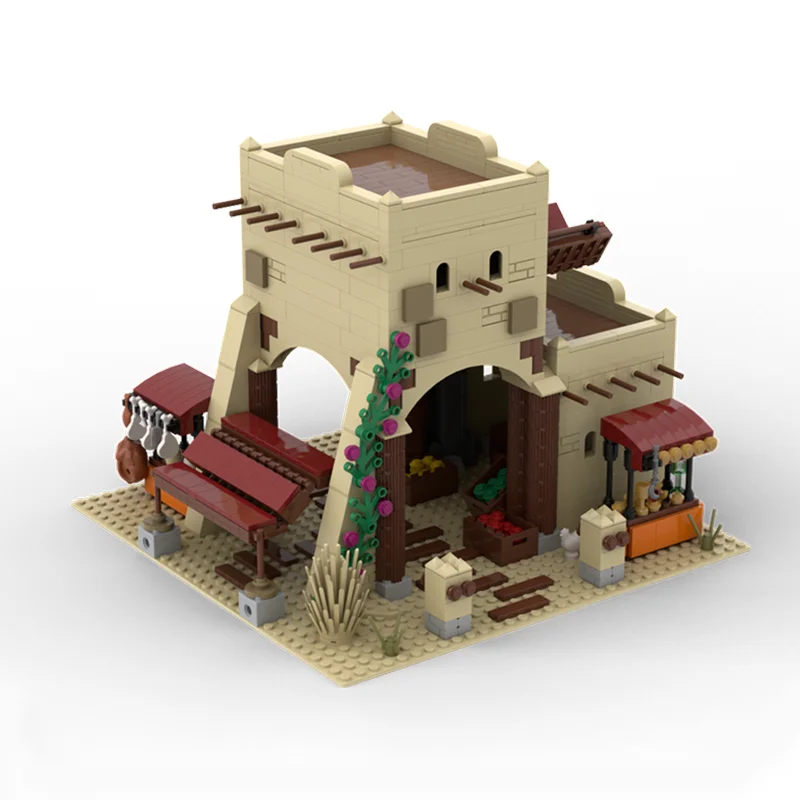 1094 Uds. MOC Escena del desierto Modular mercado del desierto arquitectura exótica DIY modelo bloques de construcción juguetes de cumpleaños regalo