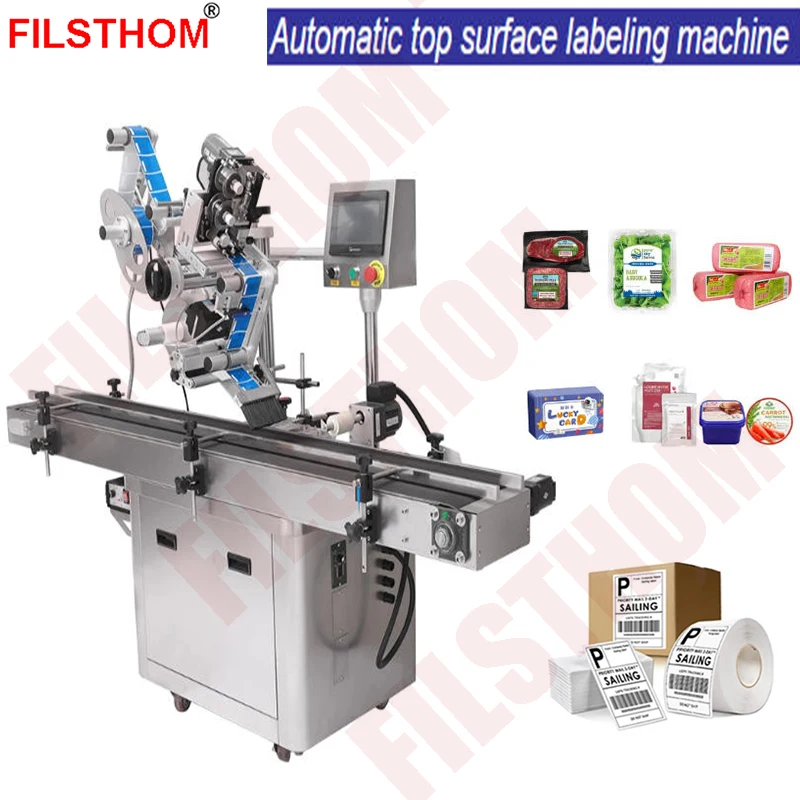 Automatic Labeling Machine For Flat Box Bottle Cap Zipper Bag Pouch Card Tag With Card Bag Separator
