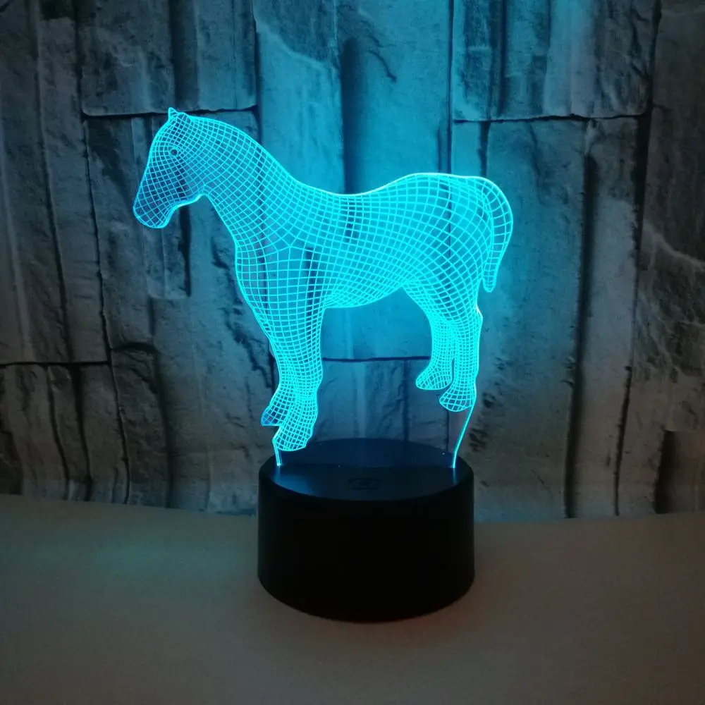

Новые 3d ночные настольные лампы пони, подарок, креативная 3d лампа, украшение, освещение, новинка, креативная красочная сенсорная настольная лампа