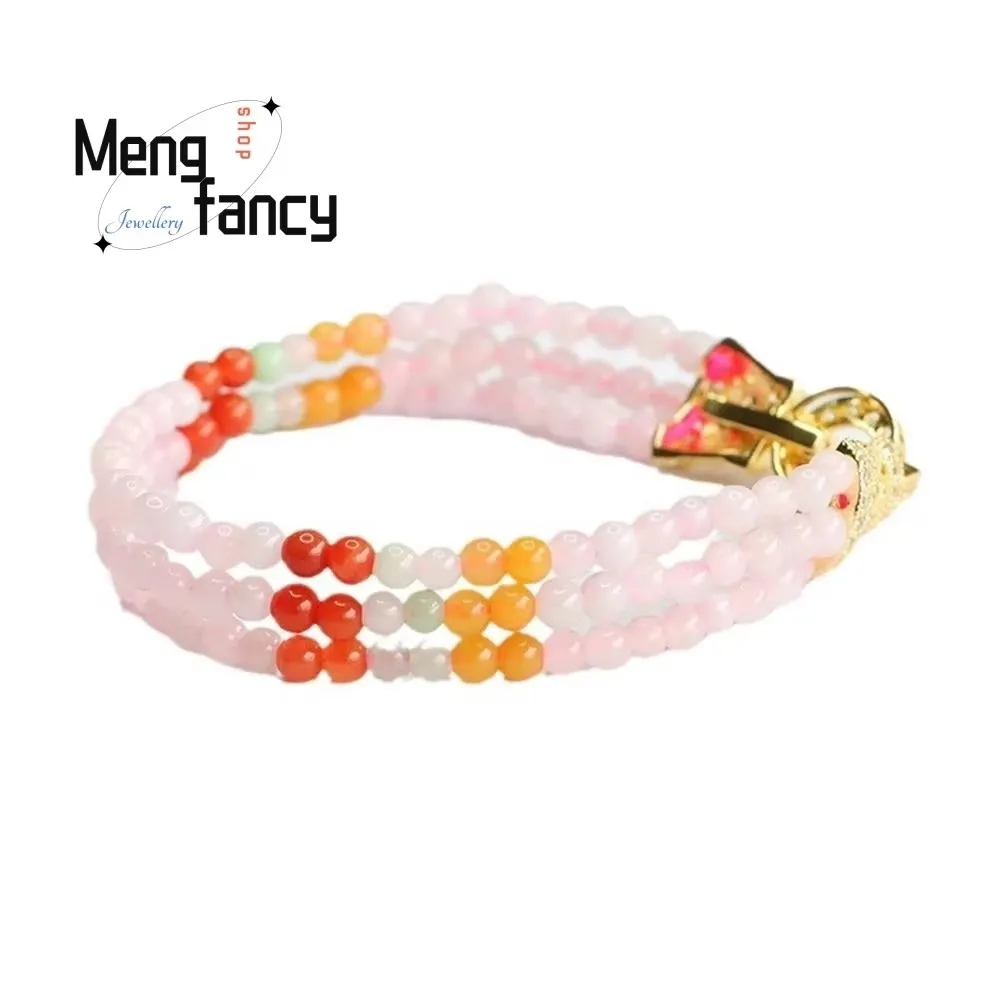 Natural A-goods Jadeite Pink Colourful Jade Bracelet Exquisite Elegant Simple High-grade Sexy Young Girls Luxury Quality Jewelry 5