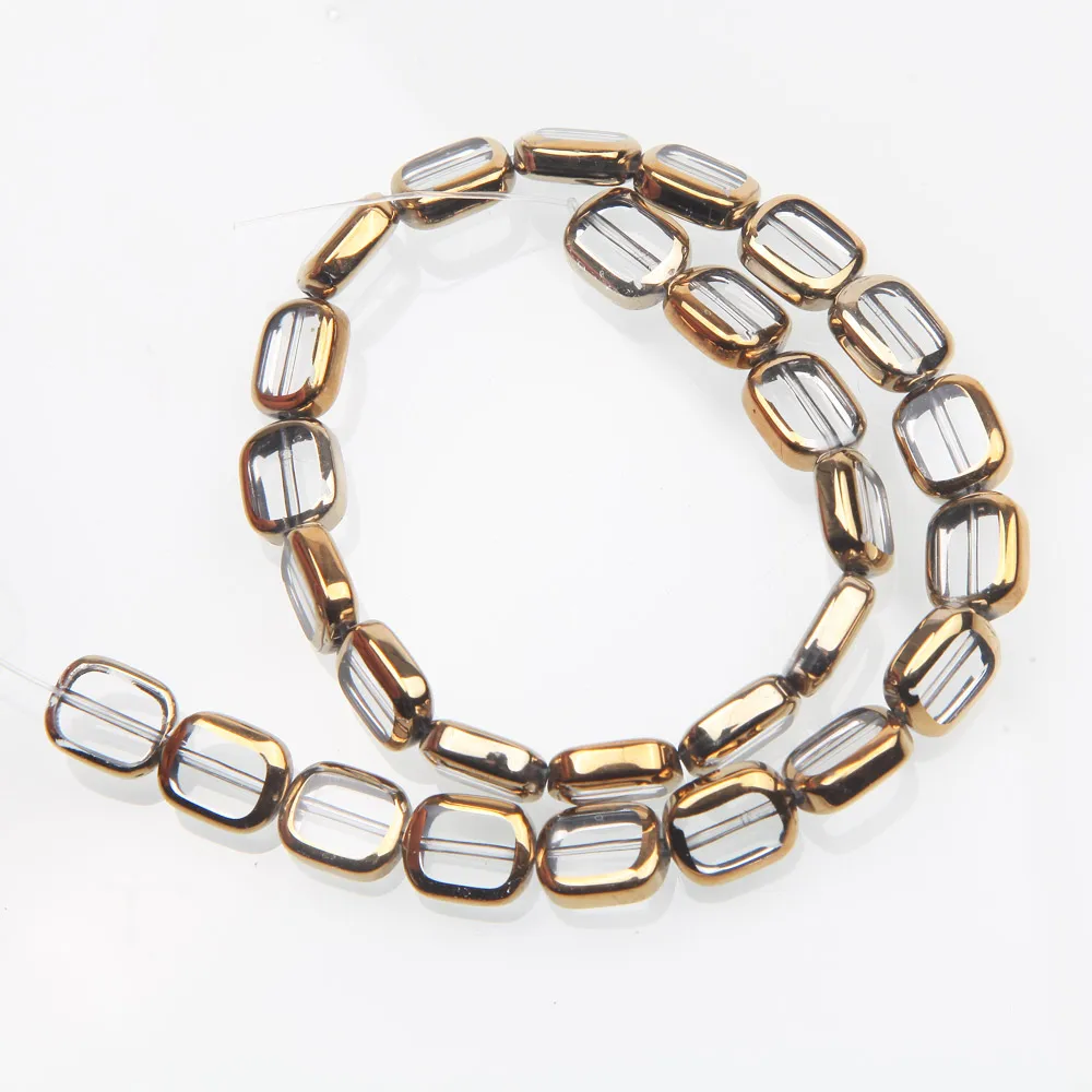 28PCS Rectangle Glass Beads for Jewelry Making Bracelet Necklace Supplies Findings Glass Charms Accessories 9*11mm