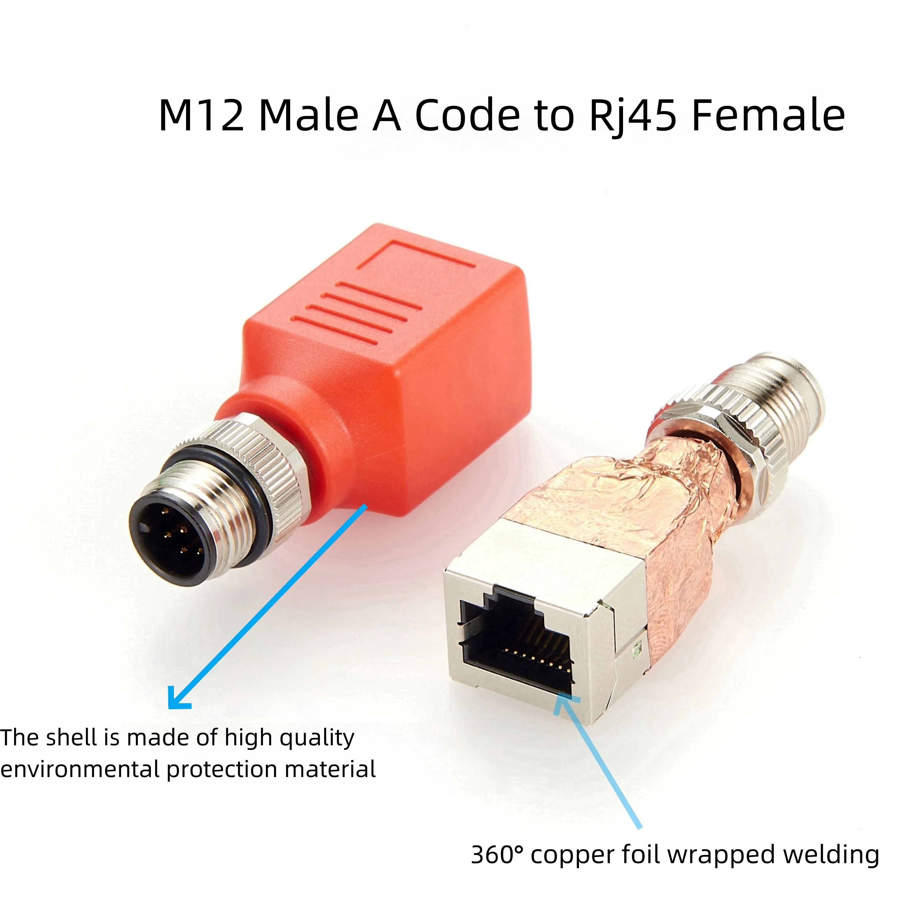 Adapter M12 do RJ45 Ethernet M12 kod A 8-pinowe złącze męskie na RJ45 żeńskie 1 gb/s przemysłowe okrągłe gniazdo dla Cat6/Cat5