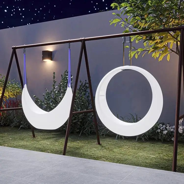 

LED luminous swing outdoor courtyard solar moon hanging chair indoor and outdoor homestay garden crescent rocking chair