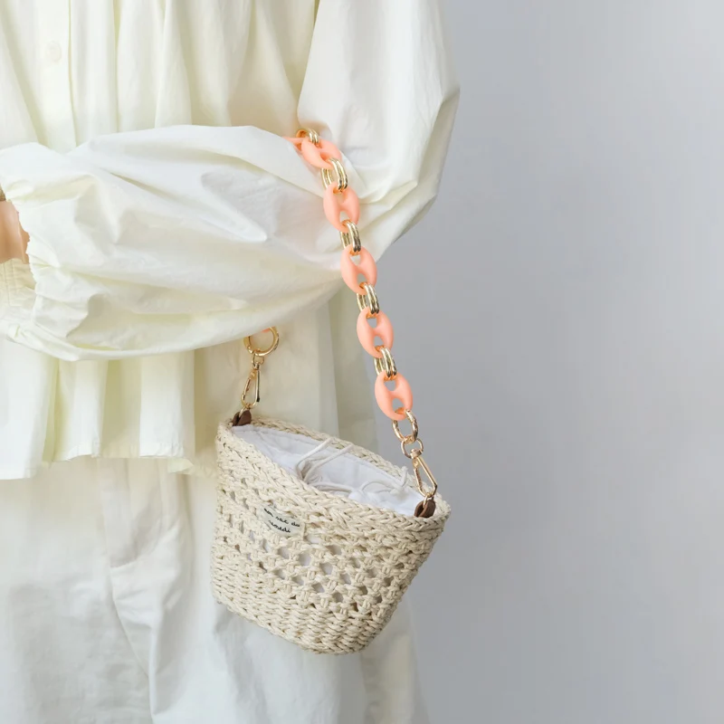New Fashion Woman Bag Accessory Parts Matte Candy Red Blue Acrylic Resin Metal Chain Strap Women Shoulder Crossbody Long Chain