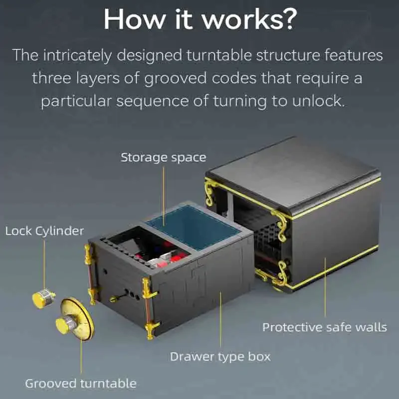 Double Eagle Cada City Retro Combination Safe Building Block Safe C71006 Password Box Assembly Model Boy Toy