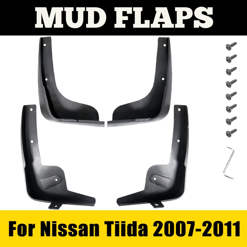 Car Mudguard For Nissan Tiida Versa Latio C11 2007-2011 2008 Auto Fender Baffle Mudflap Mud Guard Splash Flaps Cars Accessories