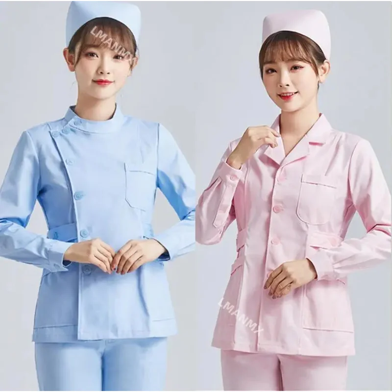 WAT White Short Sleeve Scrubs Uniforms Women Pet Grooming Clinic Nursing Clothes Workwear Nurse Scrub Work Pink Medical 2025 New
