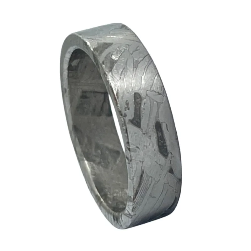 Muonionalusta Nickel Plated Meteorite Texture Ring for Men Vintage Wedding Band Scratch Resistant Jewelry Gift  K50