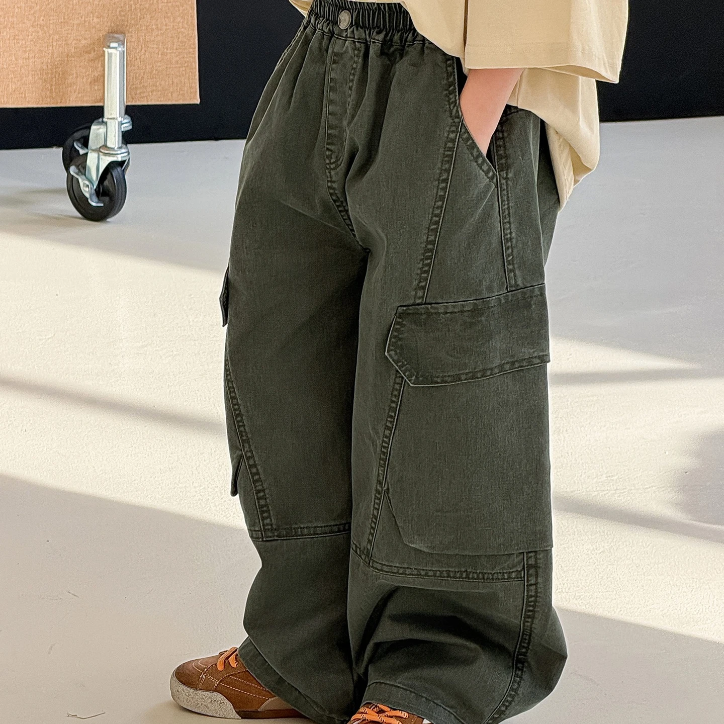 Boys Pants 2026 Spring and Summer New Childrens Clothing Korean Style Boys and Girls Fashion Retro Loose Casual Overalls