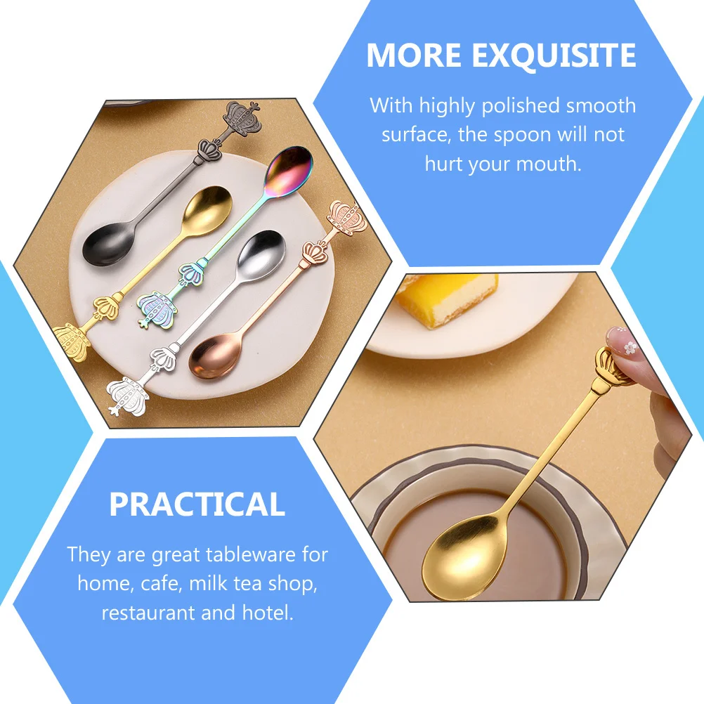 

4 шт., титановая кофейная ложка из нержавеющей стали, гладкий эргономичный дизайн для десертного мороженого, сахара, закусок, домашнего использования